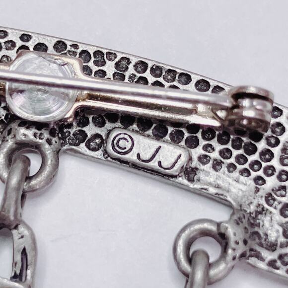 Vintage JJ Signed Pewter Born To Shop Brooch Whimsical & Funny Giftable Jewelry - Picture 8 of 10